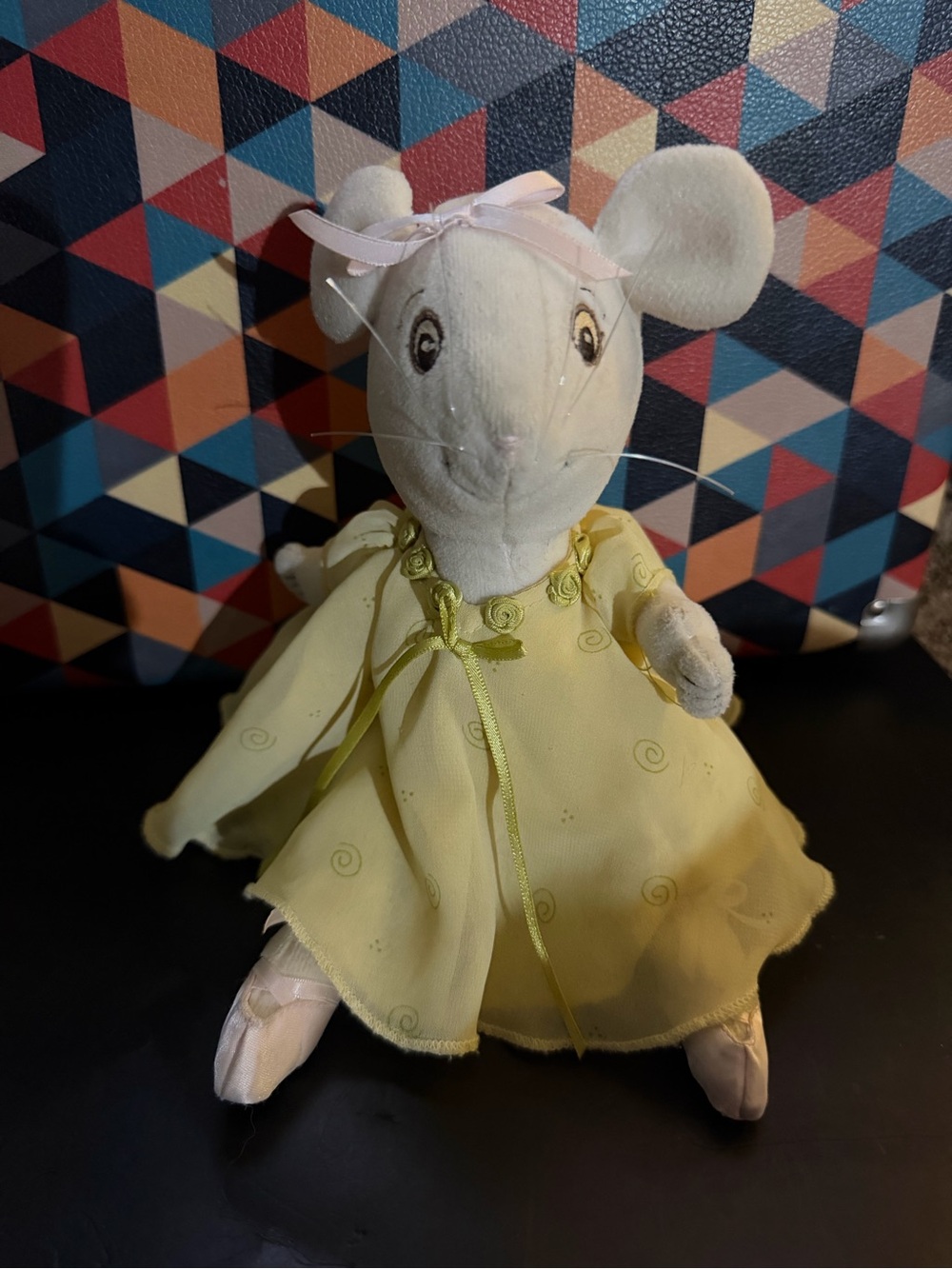 Rare Vintage American Girl Angelina Ballerina Mouse Plush in Yellow Dress